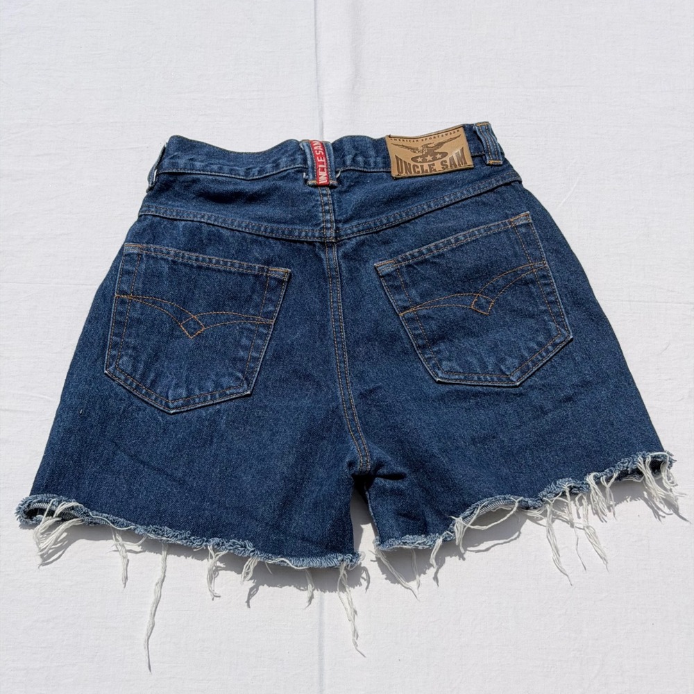 Vintage Uncle Sam‎ Denim Cutoff Shorts Womens 8 Blue High Rise Frayed Hem Jorts